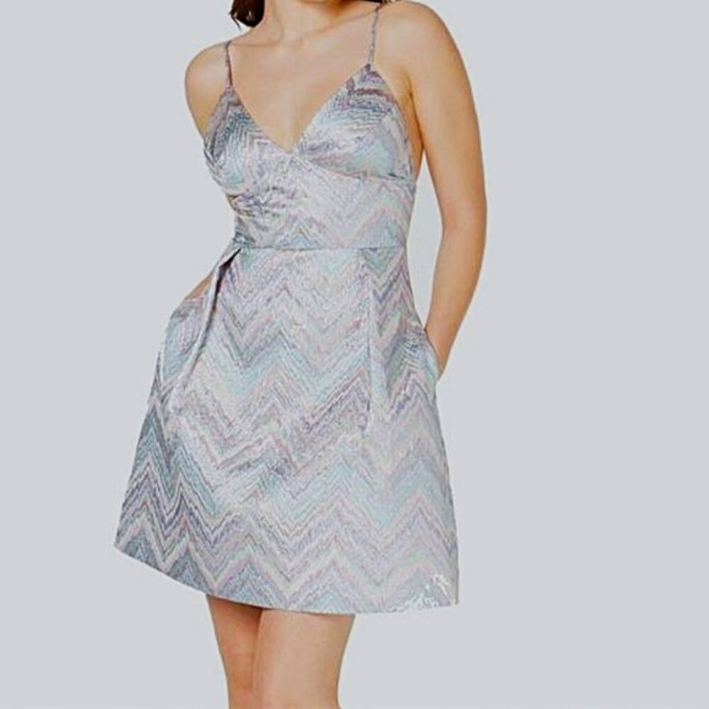 NWT PROM COCKTAIL A-Line Dress LAUNDRY by Shelli Segal Metallic Shimmer Sz 12